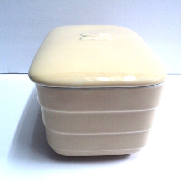 Hall China Co. for Hotpoint Refrigerators Vtg 1940 Loaf Dish w/ Lid Ceramic Gold - Picture 4 of 10